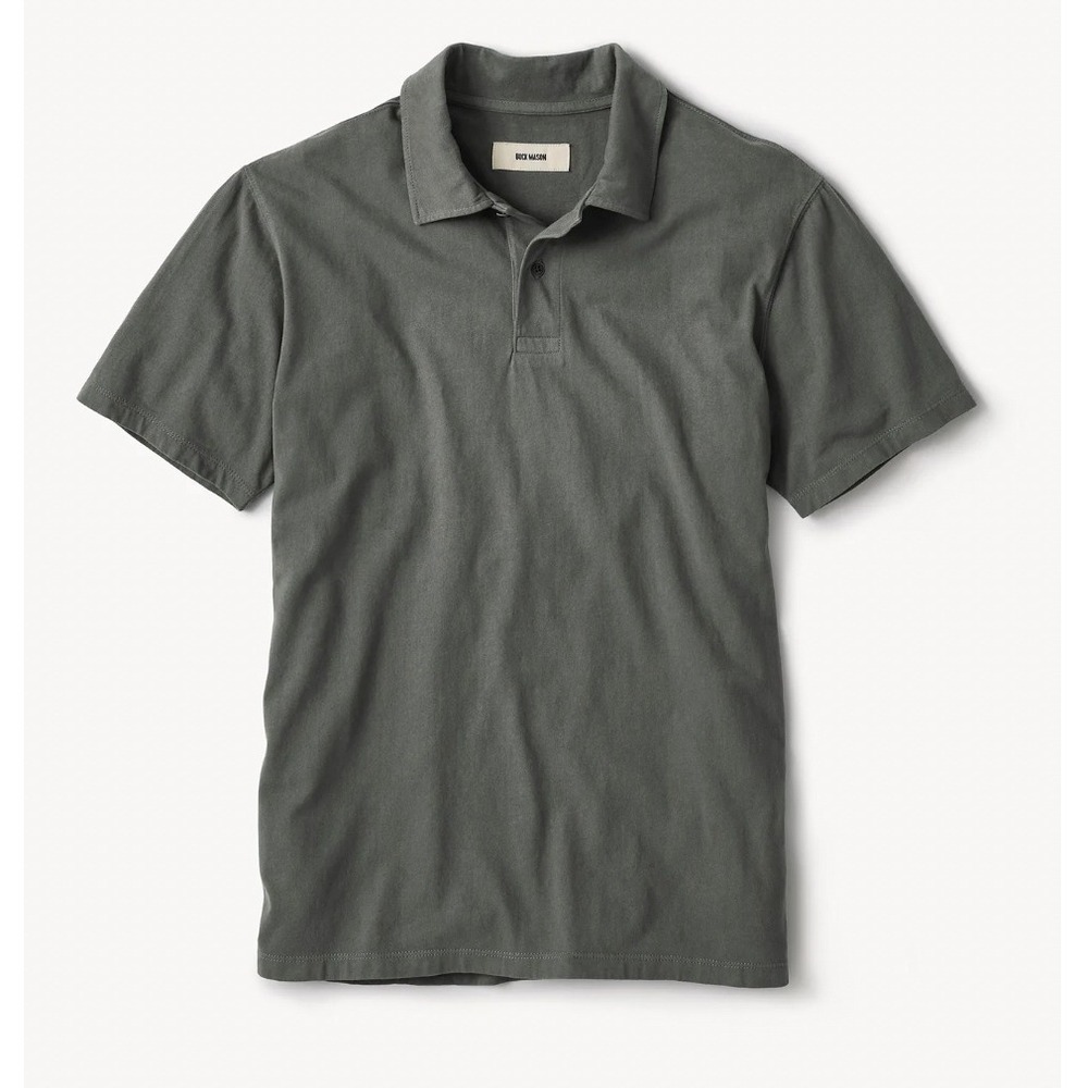 Buck Mason Mens Cotton Polo in Faded Black Size Medium Minimalist Basics Soft